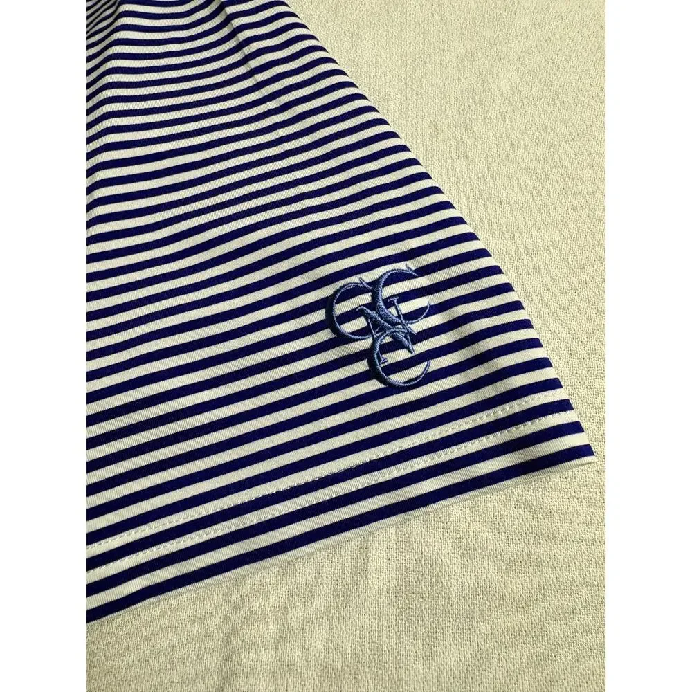 RLX Ralph Lauren Men's Golf Polo Blue & White Striped Shirt Size L